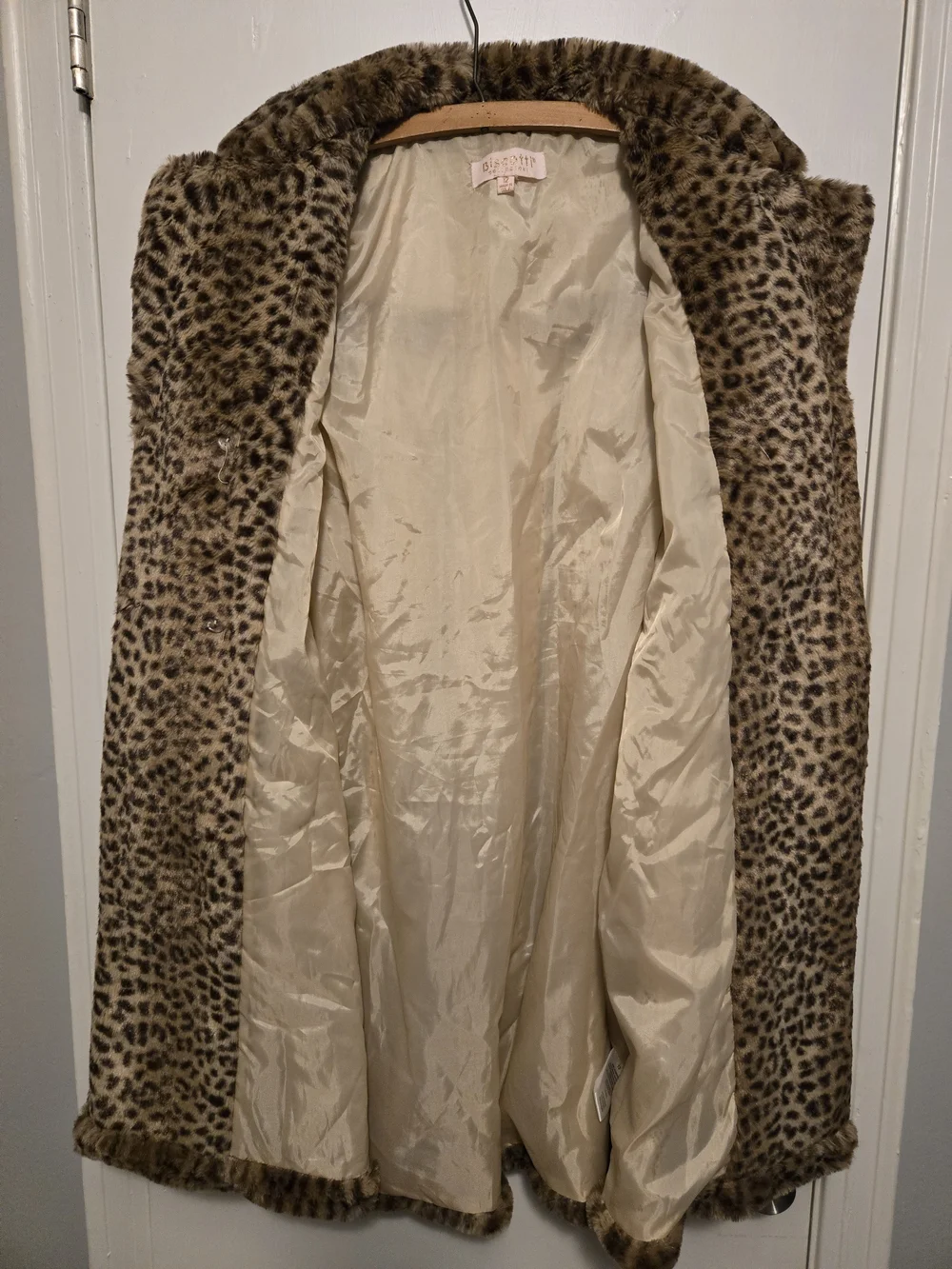 Biscotti Leopard Print Faux Fur Pea Coat - Brown